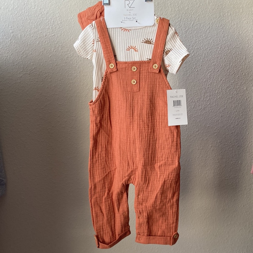 Rachel Zoe Gauze Cotton Overall Set with Hat